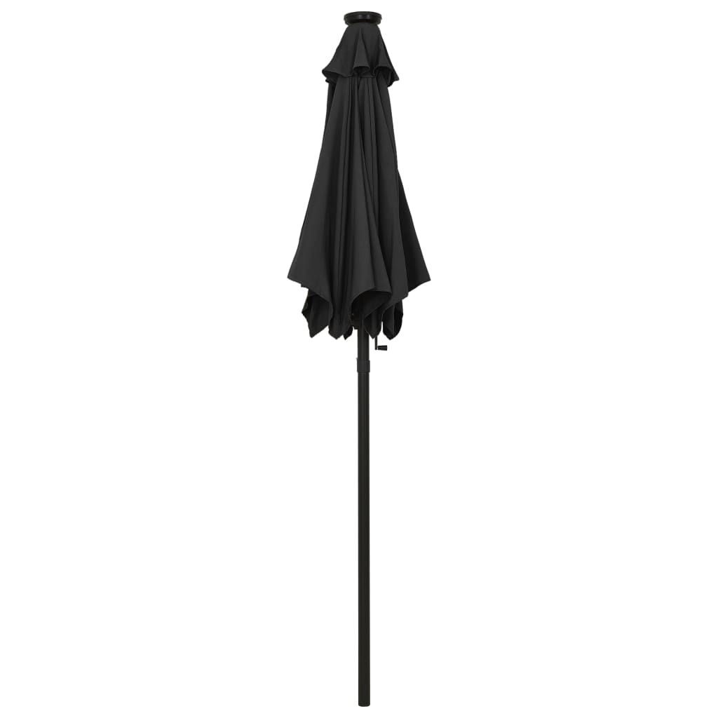 Guarda-sol de jardim c/ luzes LED 200x211 cm alumínio preto
