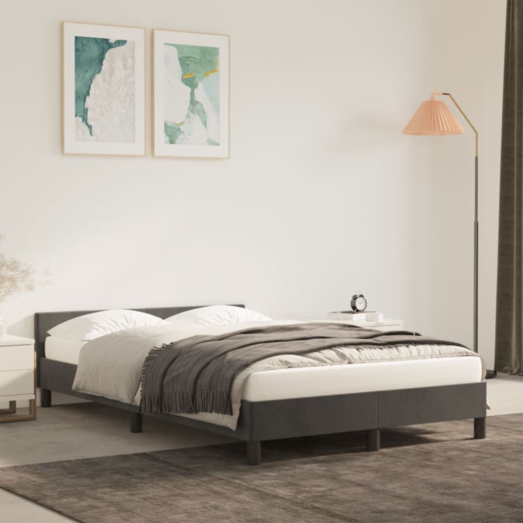 Estrutura de cama sem colchão 120x190 cm veludo cinza escuro