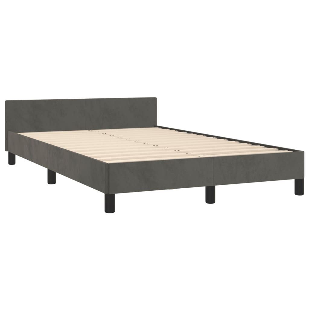Estrutura de cama sem colchão 120x190 cm veludo cinza escuro