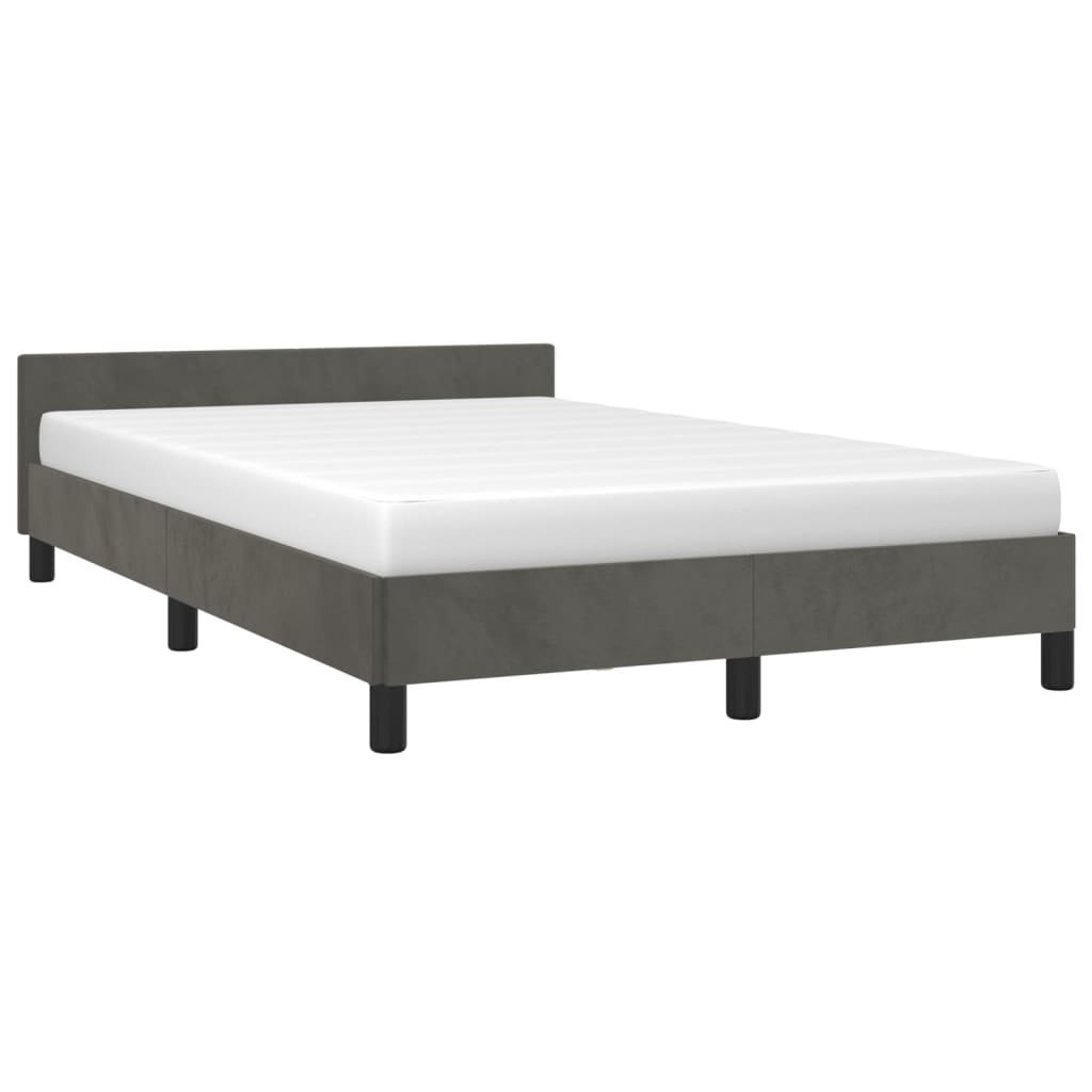 Estrutura de cama sem colchão 120x190 cm veludo cinza escuro
