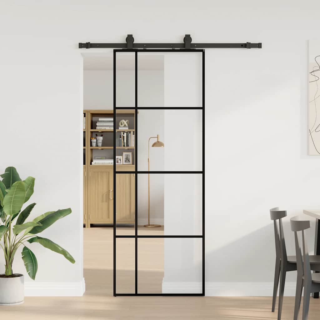 Porta deslizante c/ conj. ferragens 76x205cm vidro esg preto