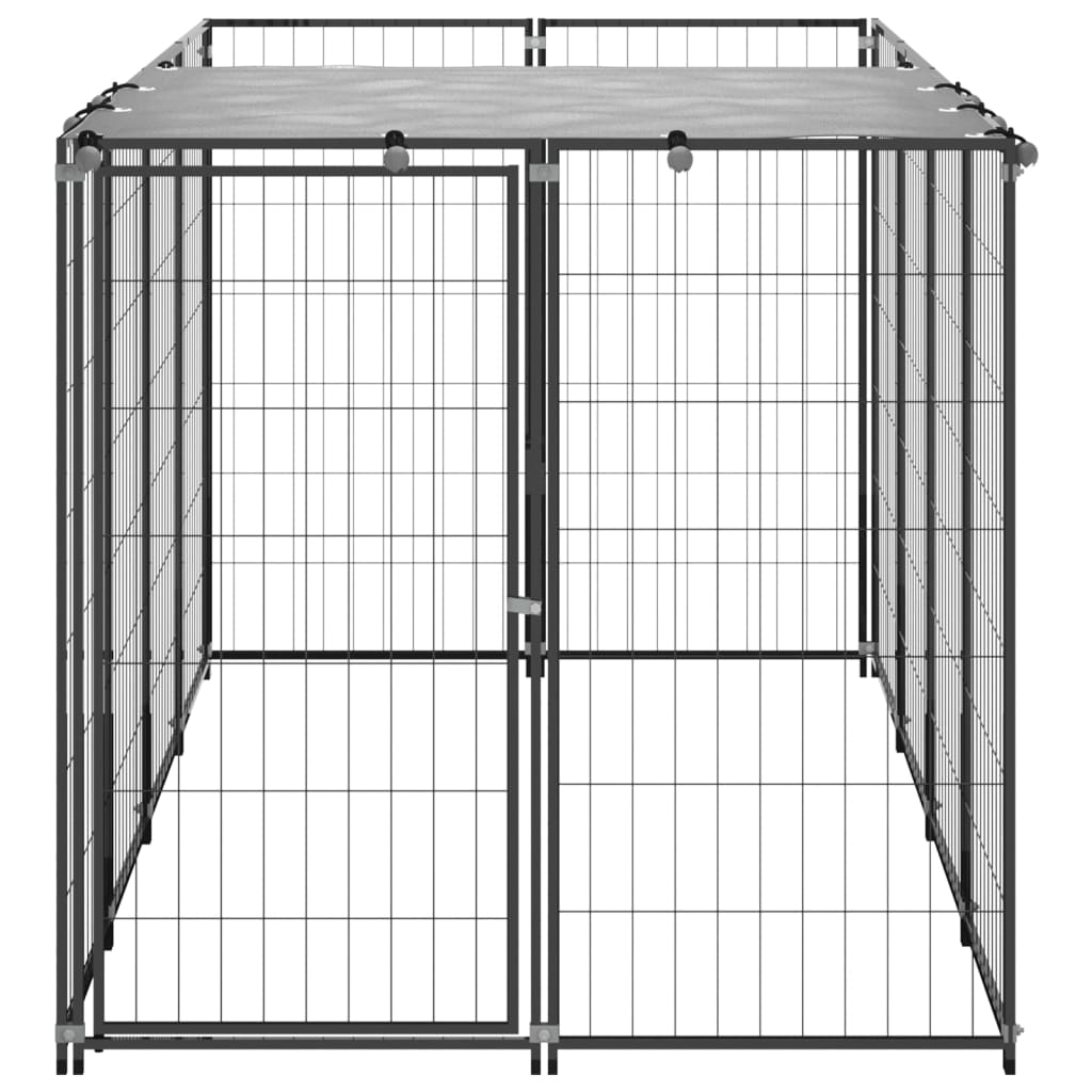 Canil para cães 2,42 m² aço preto