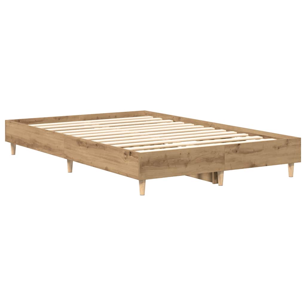 Estrutura de cama sem colchão 135x190 cm carvalho artesanal