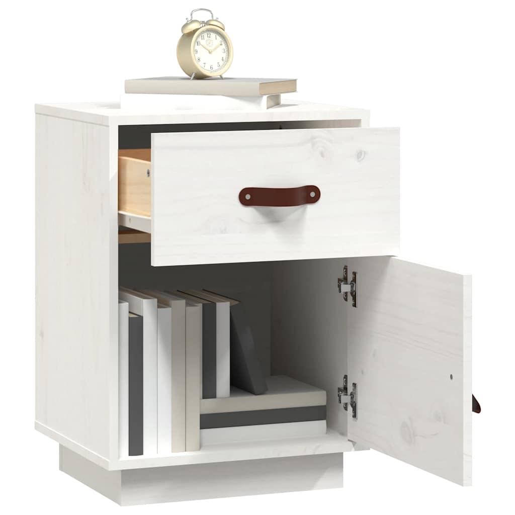 Mesa de cabeceira 40x34x55 cm madeira de pinho maciça branco