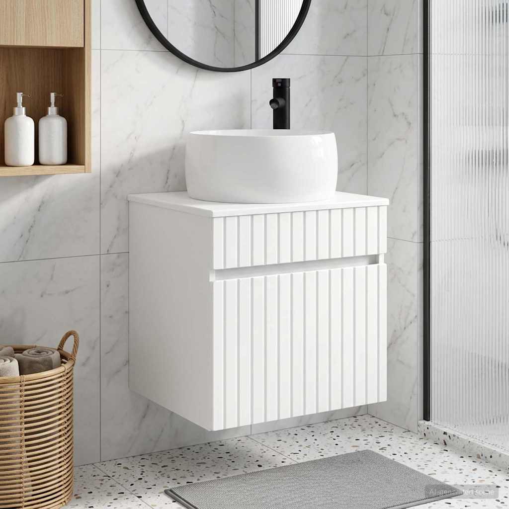 Vanidade de pia de parede branco 49 x 44,5 x 66 cm