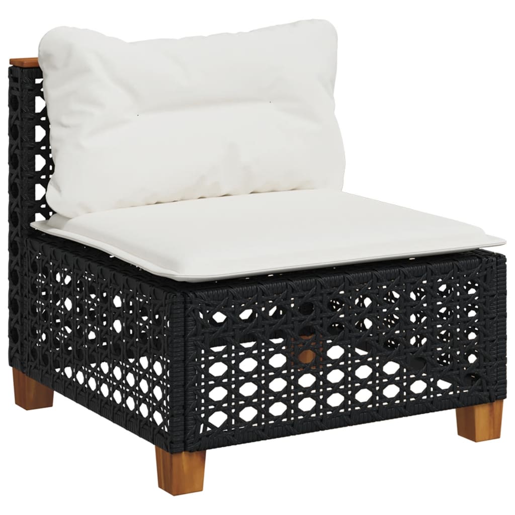 9 Pcs conjunto de sofás p/ jardim c/ almofadões vime PE preto