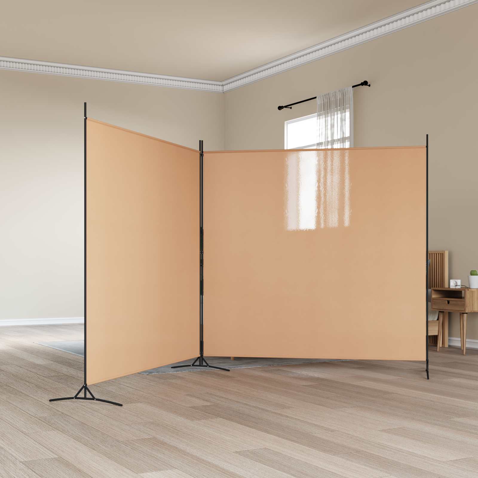 Divisória de quarto de 2 painéis bege 348 x 180 cm tecido