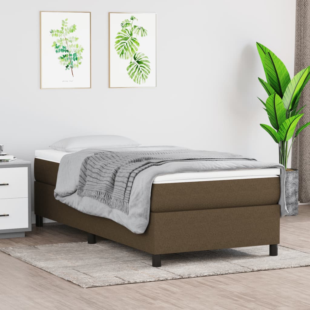 Cama com molas/colchão 100x200 cm tecido castanho-escuro