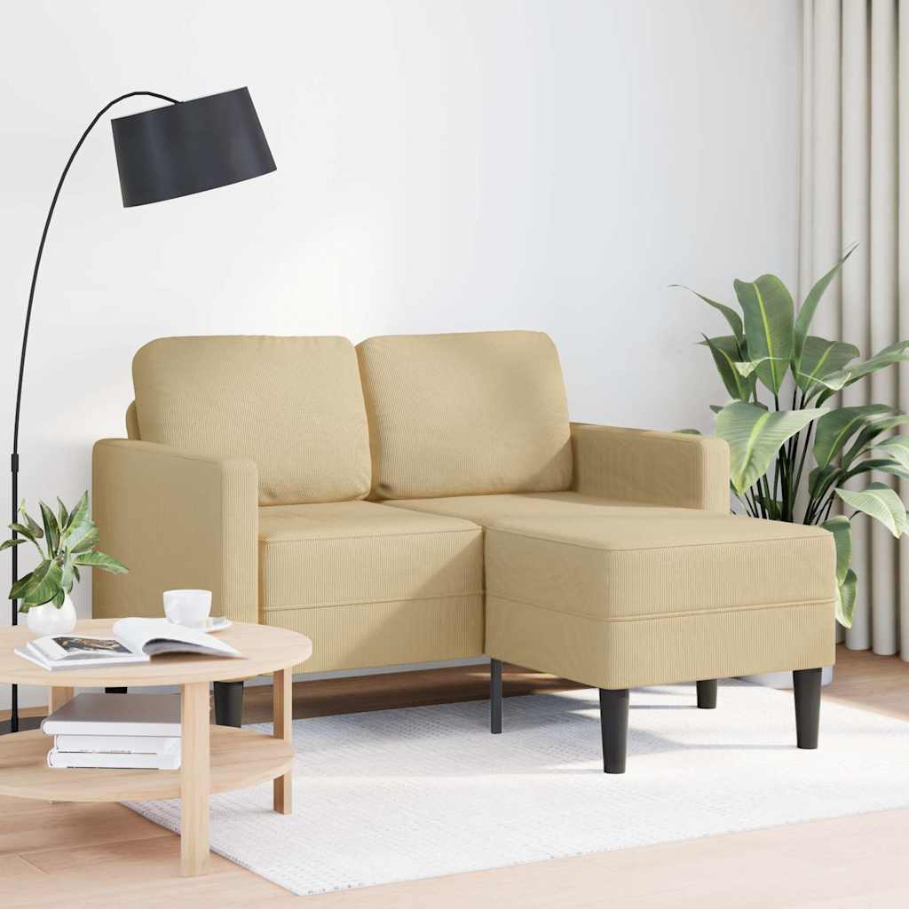 Sofá 2 lugares com chaise em l 125cm linho verde cinzento