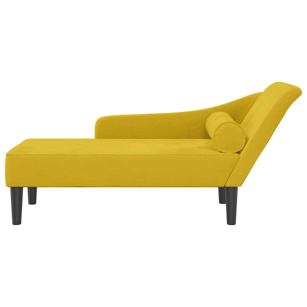 Chaise longue com almofadões veludo amarelo