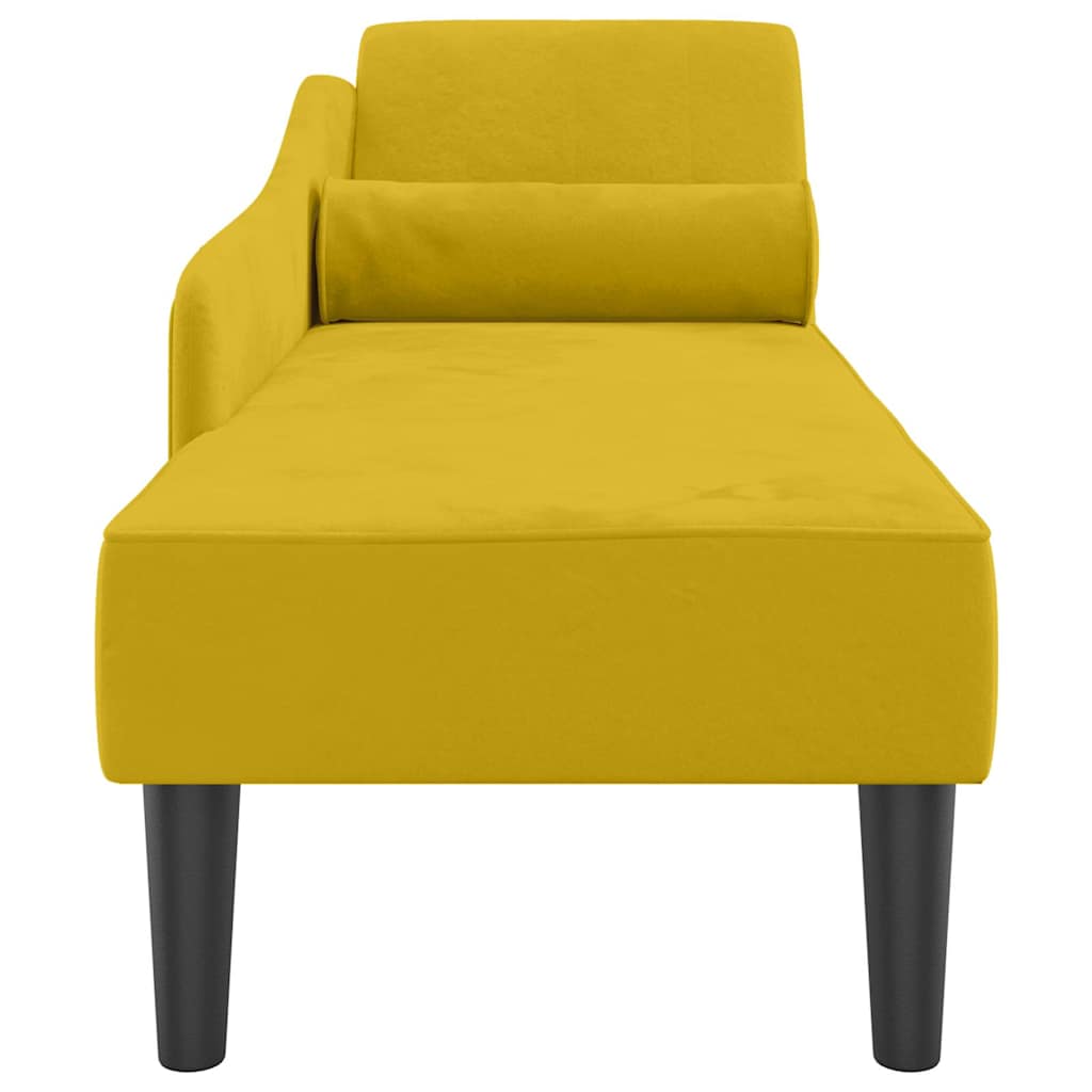 Chaise longue com almofadões veludo amarelo