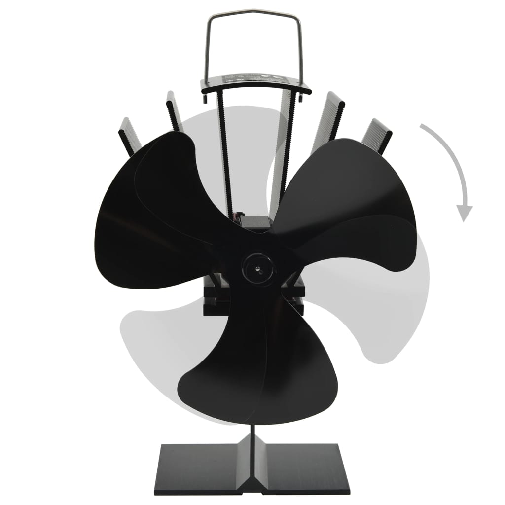 Ventilador de fogão alimentado a calor 3 lâminas preto