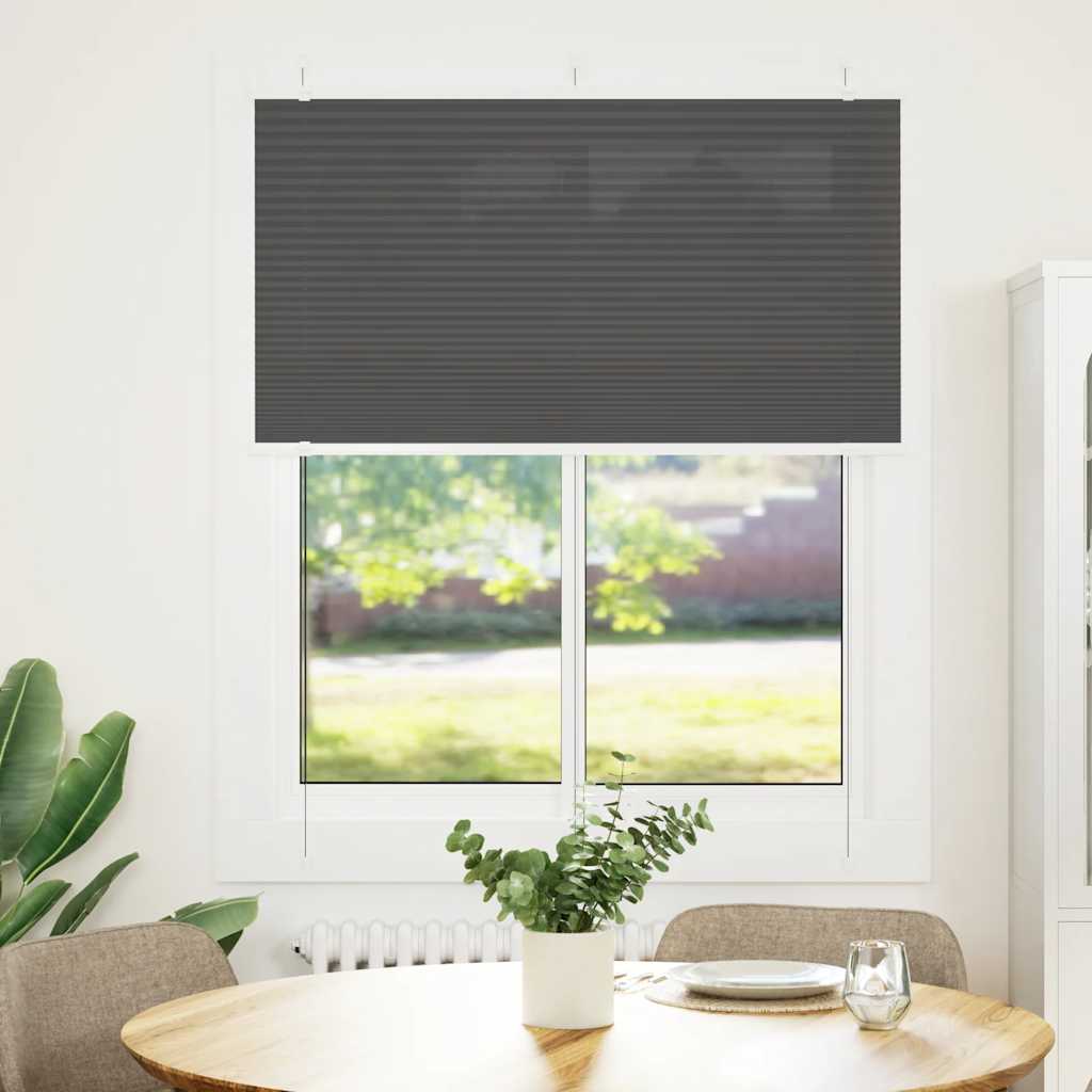 Preto plissada cega 105x100 cm largura tecido 104,4cm poliéster