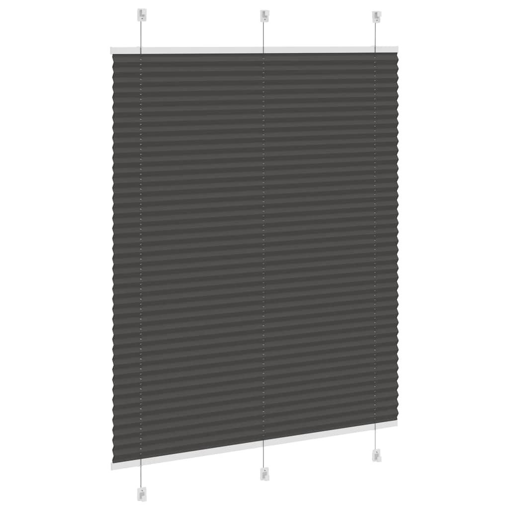 Preto plissada cega 105x100 cm largura tecido 104,4cm poliéster