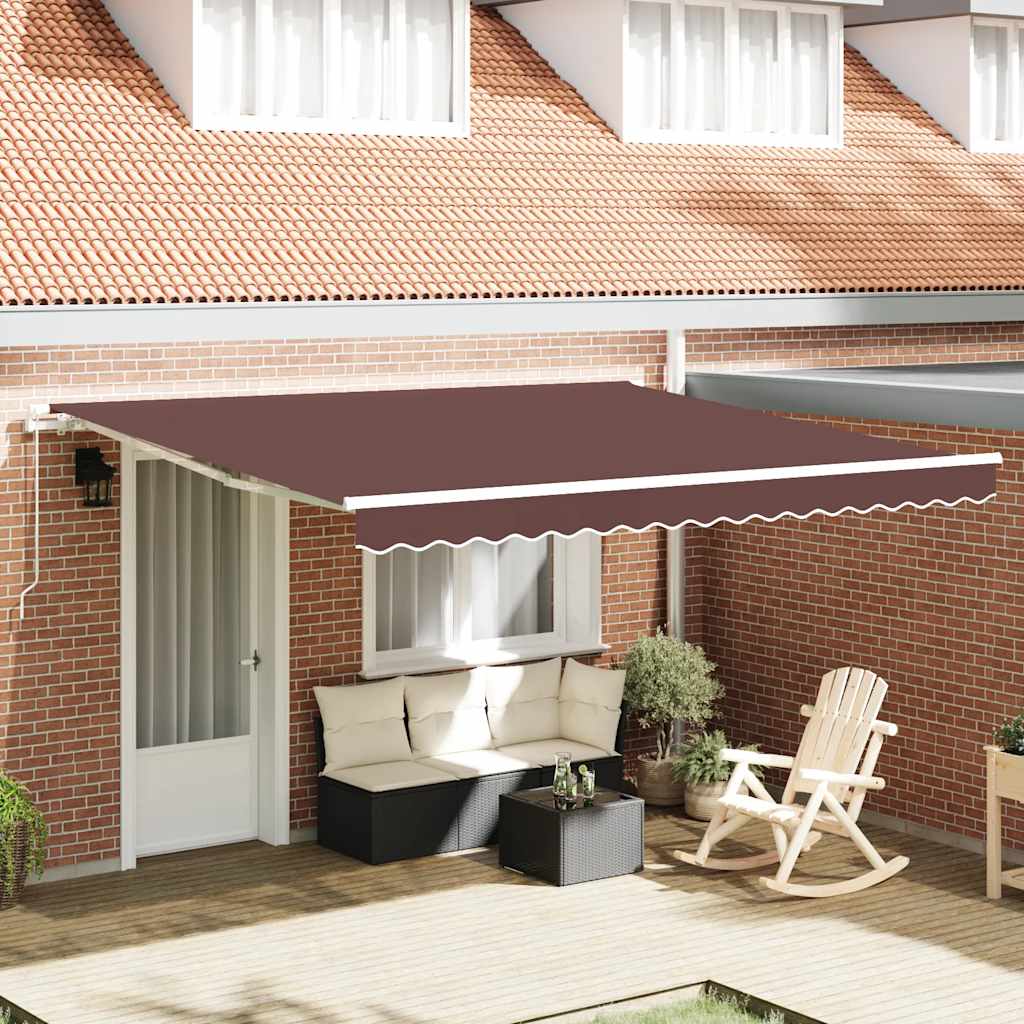 Toldo retrátil manual 400x300 cm castanho