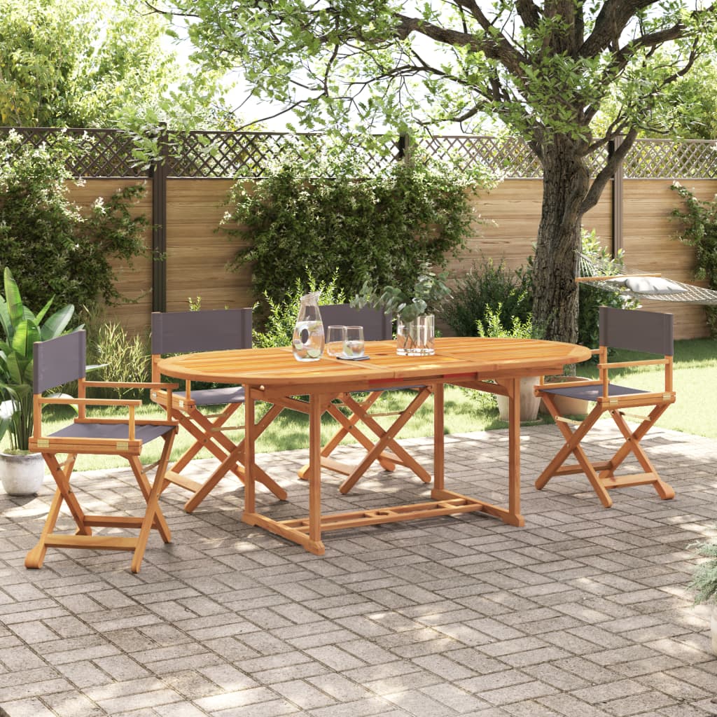 4 Pcs cadeiras de jardim dobráveis tecido cinzento-escuro