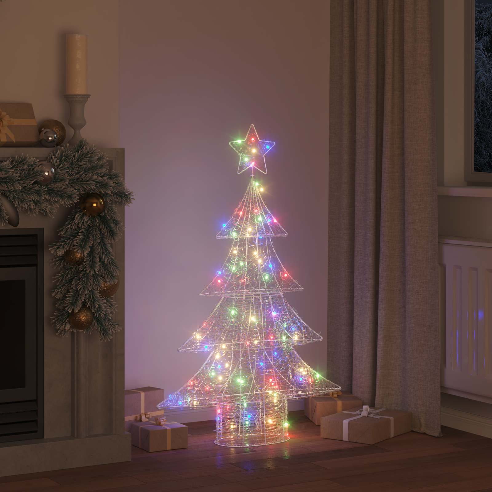 Árvore de natal com 100 leds multicolor 120 cm acrílo