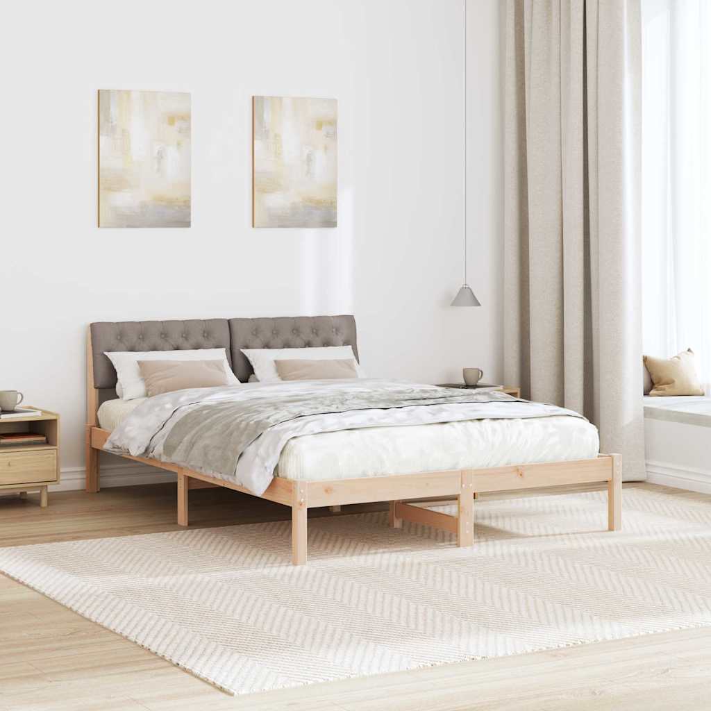 Estrutura da cama com cabeceira marrom e taupe 150 x 200 cm