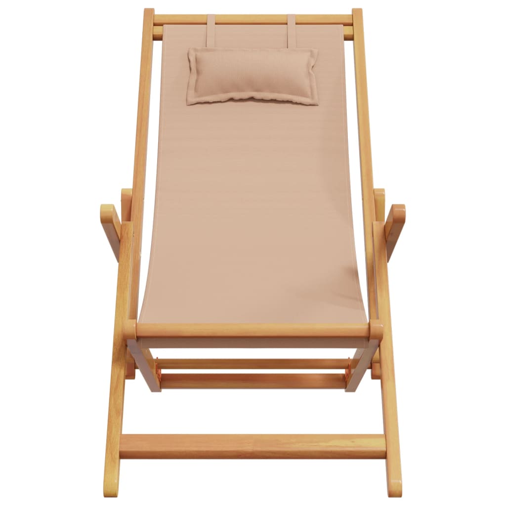 Cadeiras praia dobráveis 2 pcs tecido/madeira cinza-acastanhado