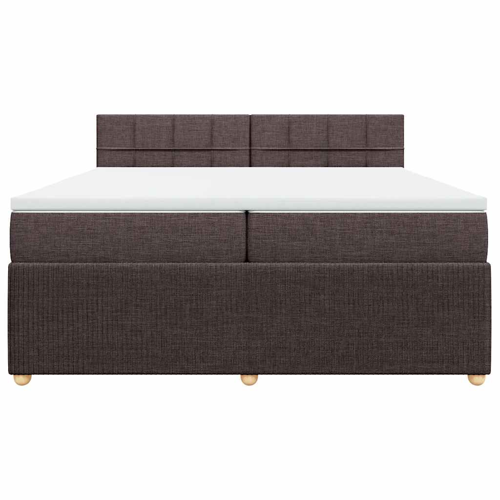 Cama com molas/colchão 200x200 cm tecido castanho-escuro