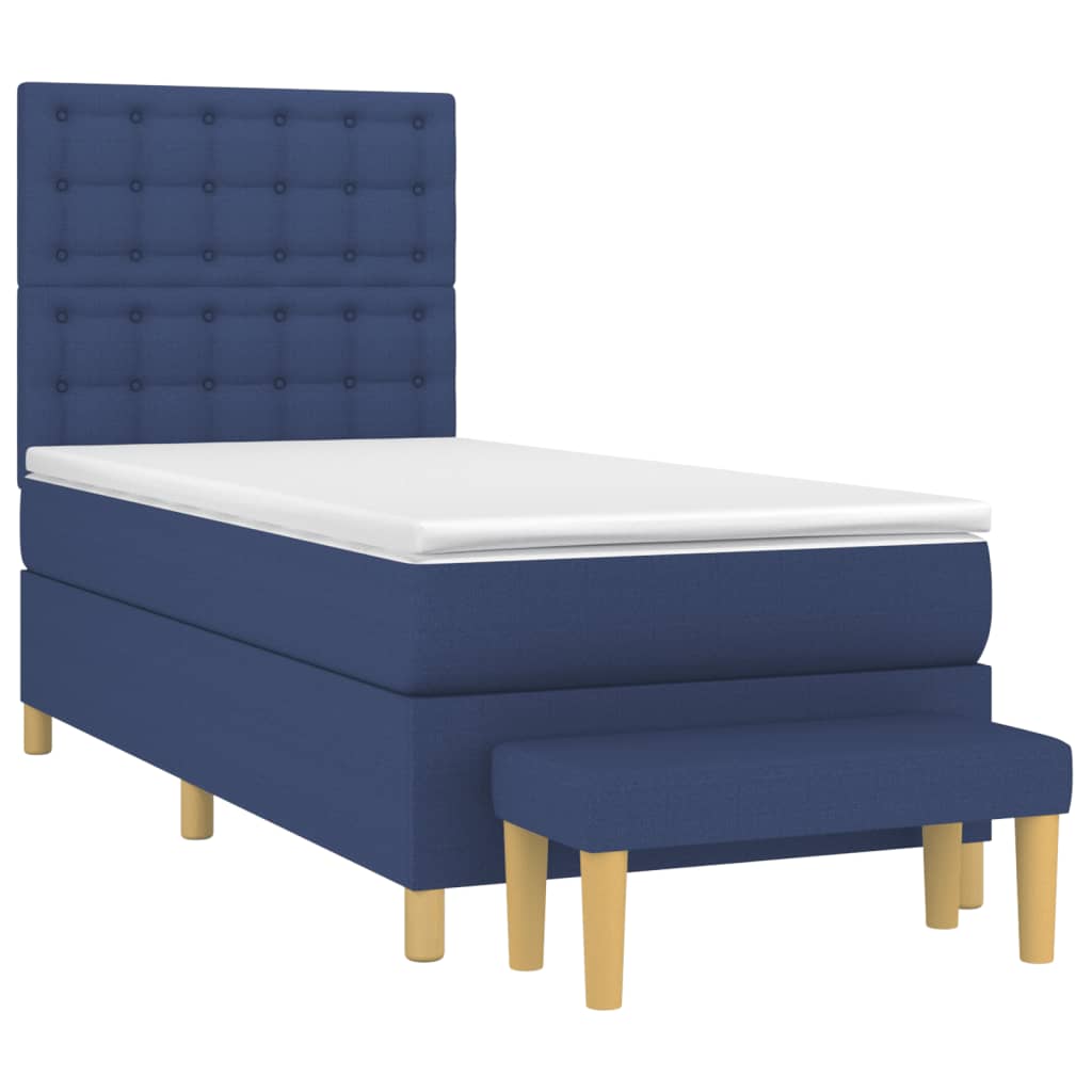 Cama com molas/colchão 90x200 cm tecido azul