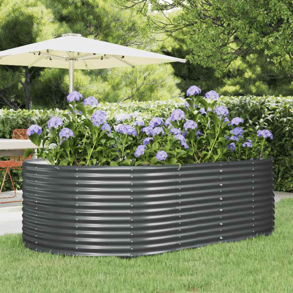 Canteiro elevado de jardim 212x140x68 cm, antracite, aço galvanizado