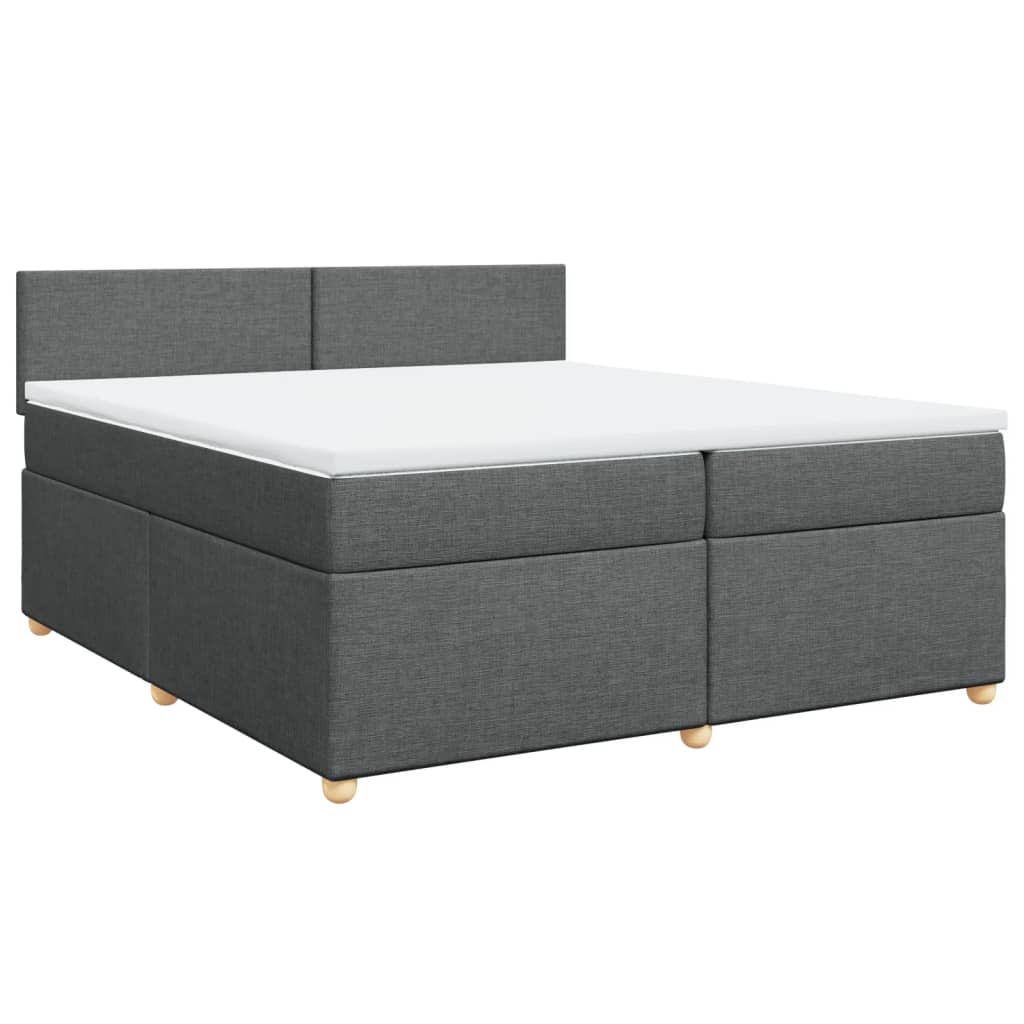Cama com molas/colchão 200x200 cm tecido cinzento-escuro