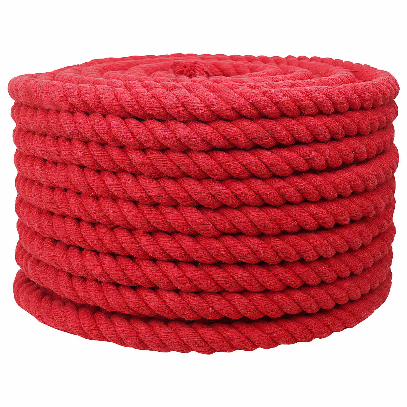 Corda de algodão 24 mm 50 m vermelho 100% algodão