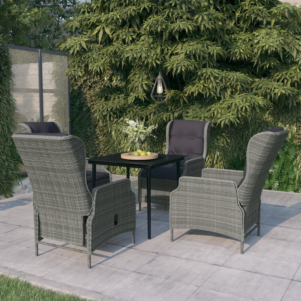 5 Pcs conjunto de jantar para jardim cinzento-claro