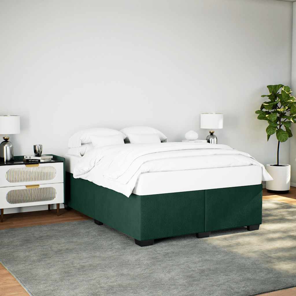 Estrutura de cama sem colchão 140x190 cm veludo verde-escuro