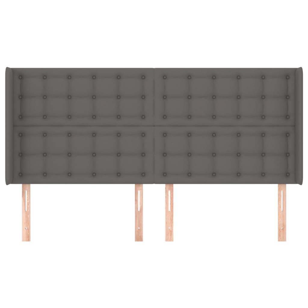 Cabeceira cama c/ abas couro artif. 203x16x118/128 cm cinzento