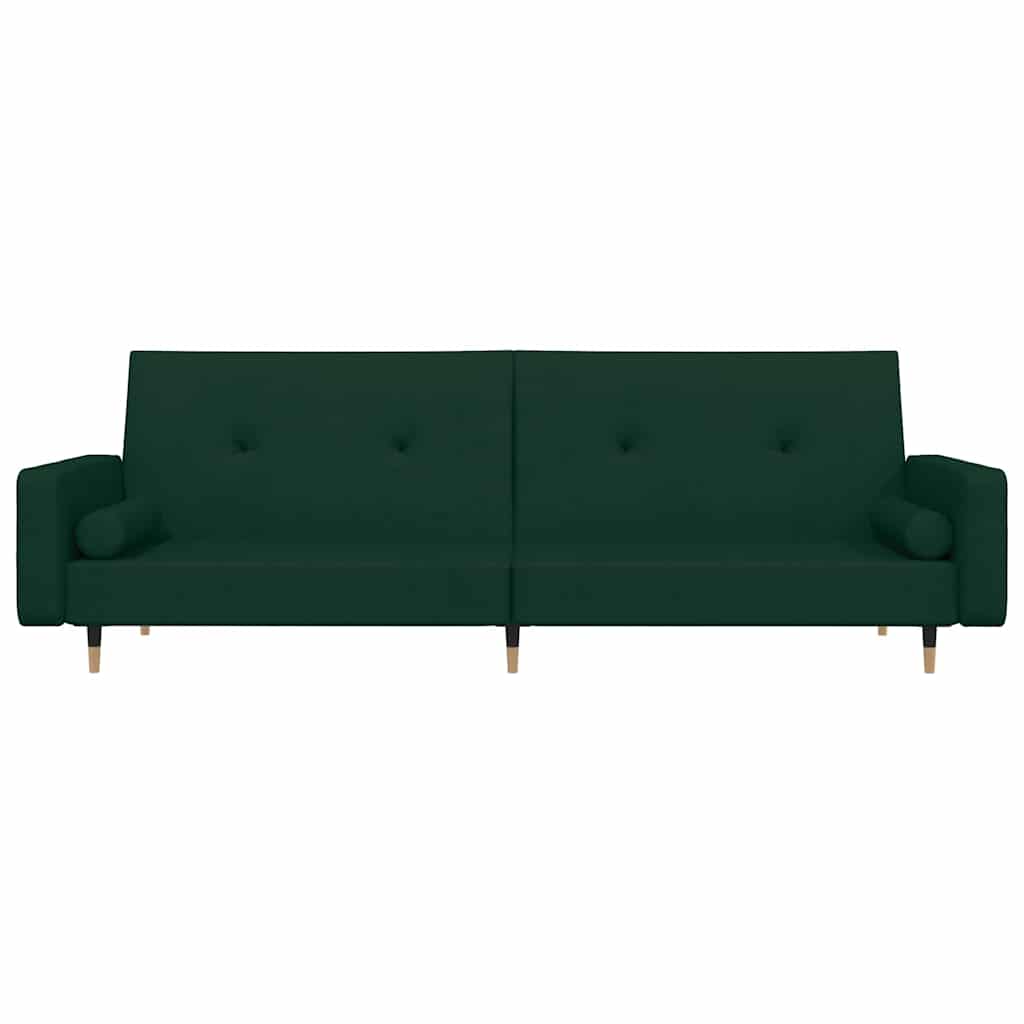 Sofá-cama 2 lugares com duas almofadas veludo verde-escuro