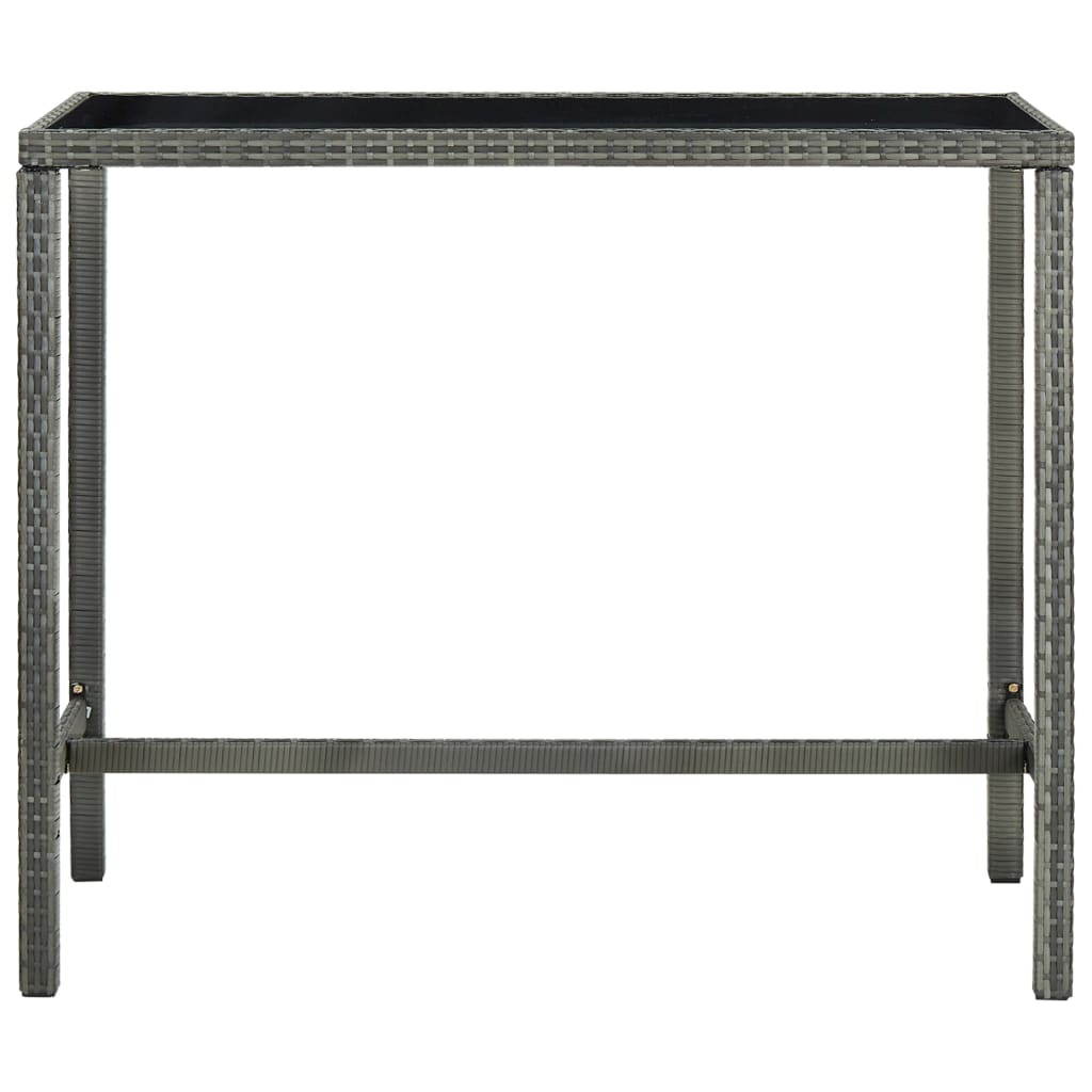 7 Pcs conjunto de bar p/ jardim c/ almofadões vime PE cinzento