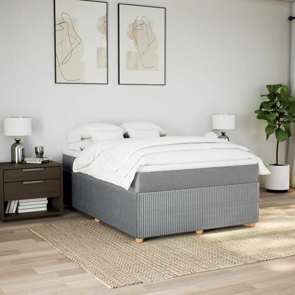 Cama com molas/colchão 140x190 cm tecido cinzento-claro