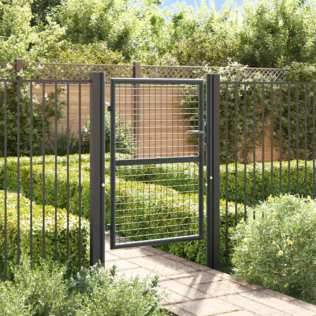 Portão de jardim em tela de aço galvanizado 100x125 cm cinza