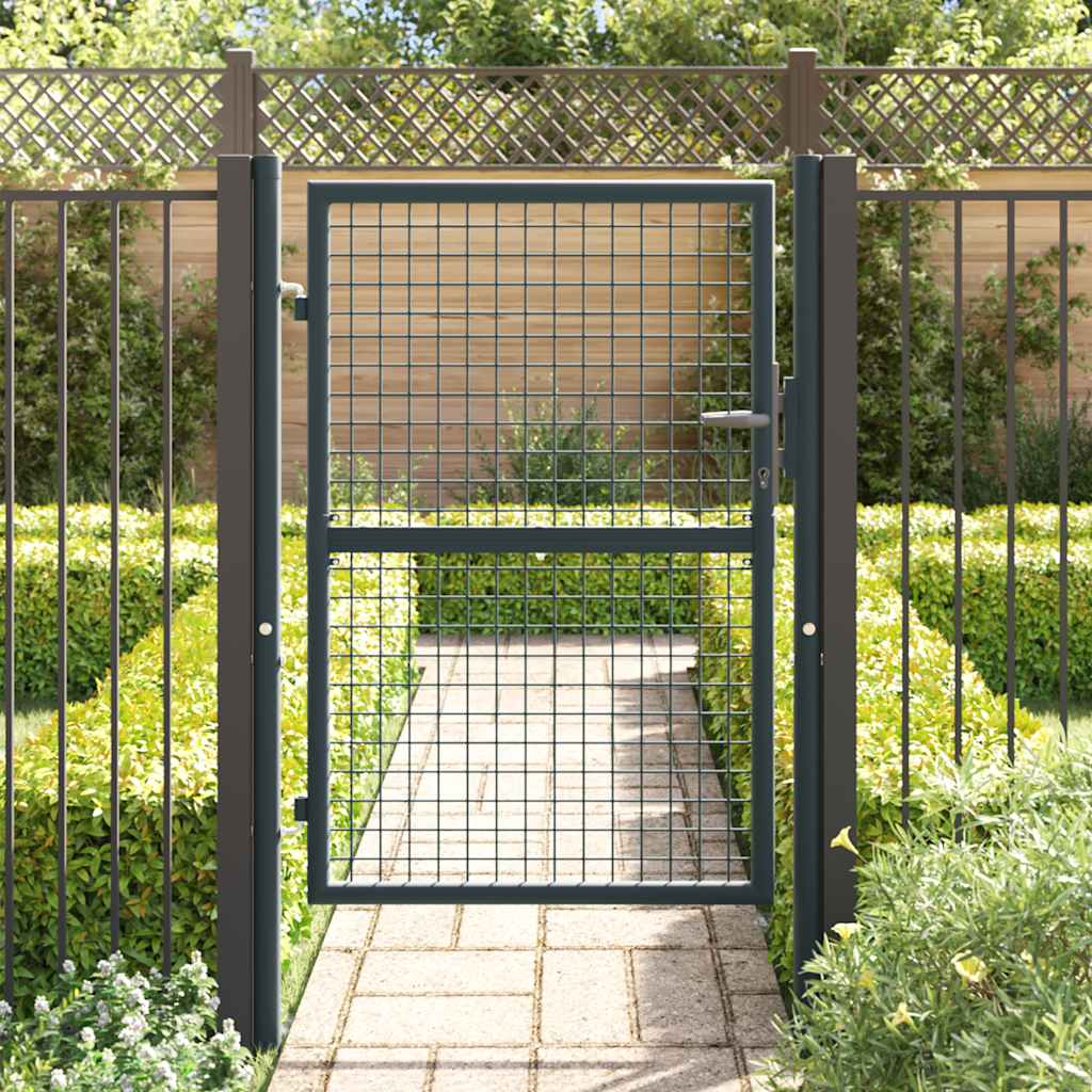 Portão de jardim em tela de aço galvanizado 100x125 cm cinza