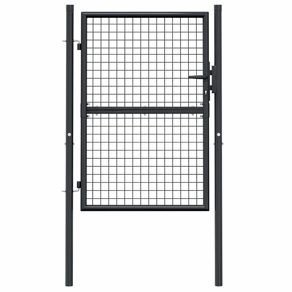 Portão de jardim em tela de aço galvanizado 100x125 cm cinza