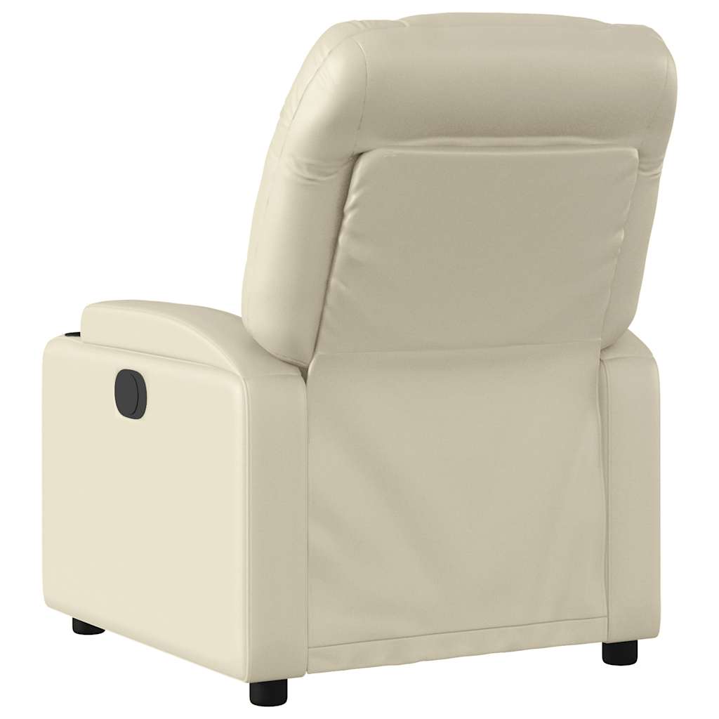 Poltrona de massagem reclinável em couro sintético creme