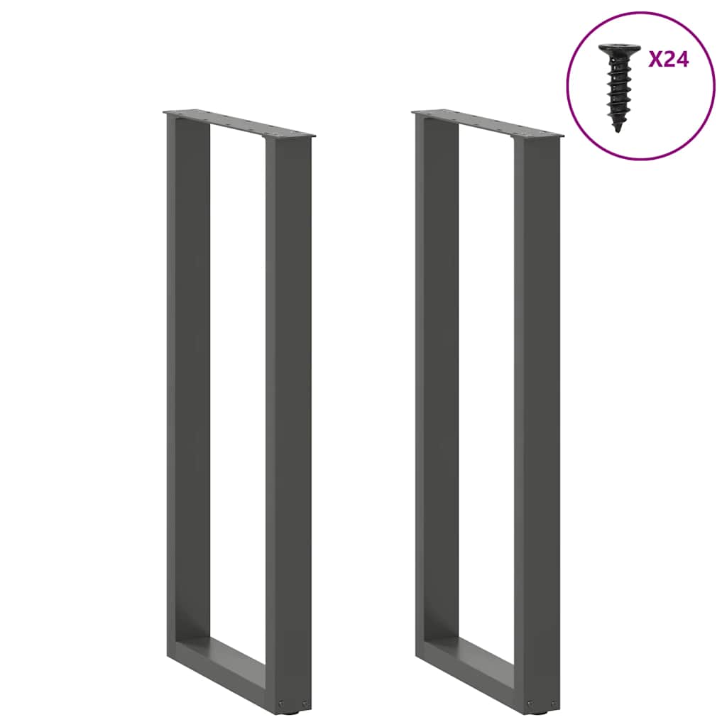Pés para mesa de bar em formato de u, 2 peças, antracite, 50x(110-111) cm, aço