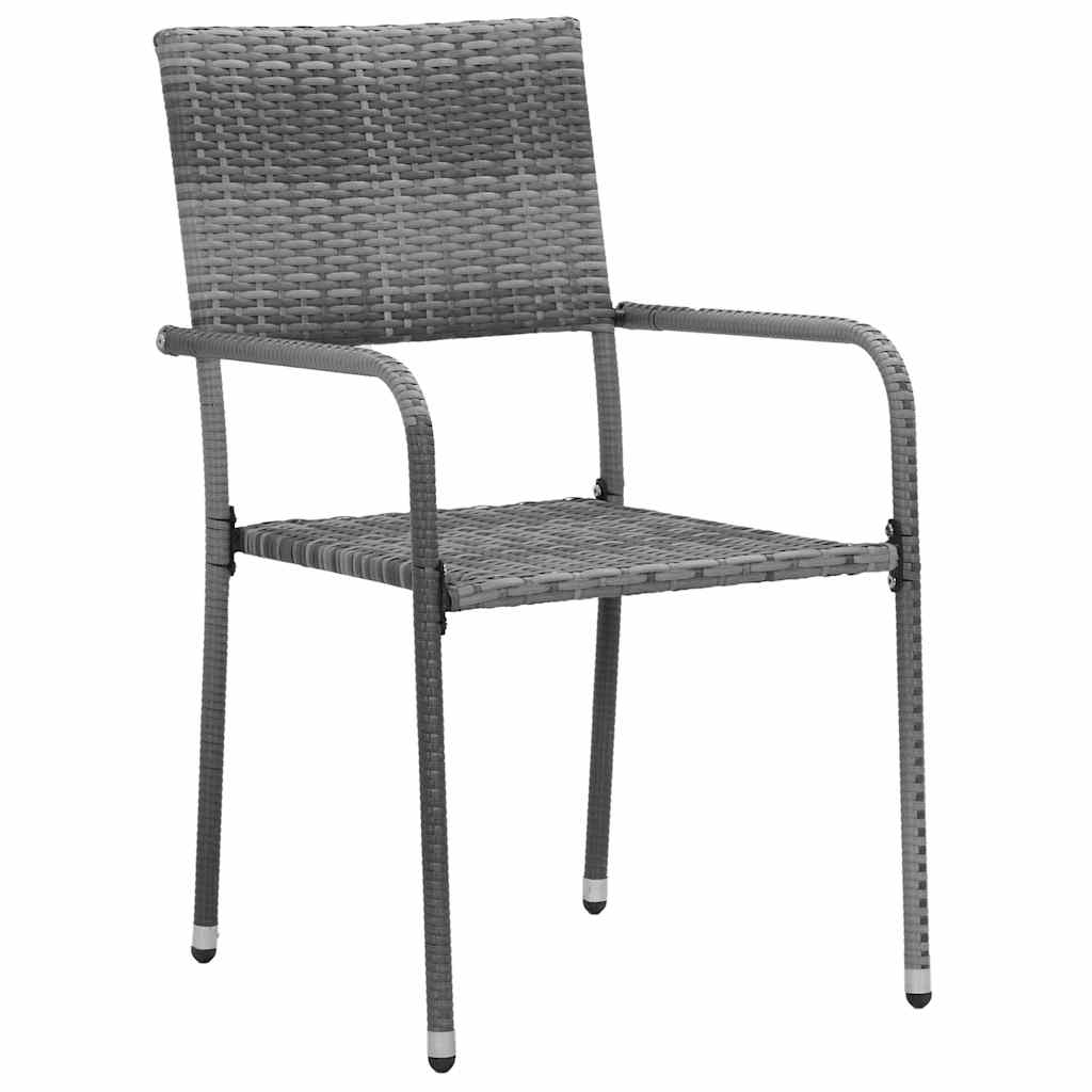 7 Pcs conjunto de jantar para exterior vime PE cinzento