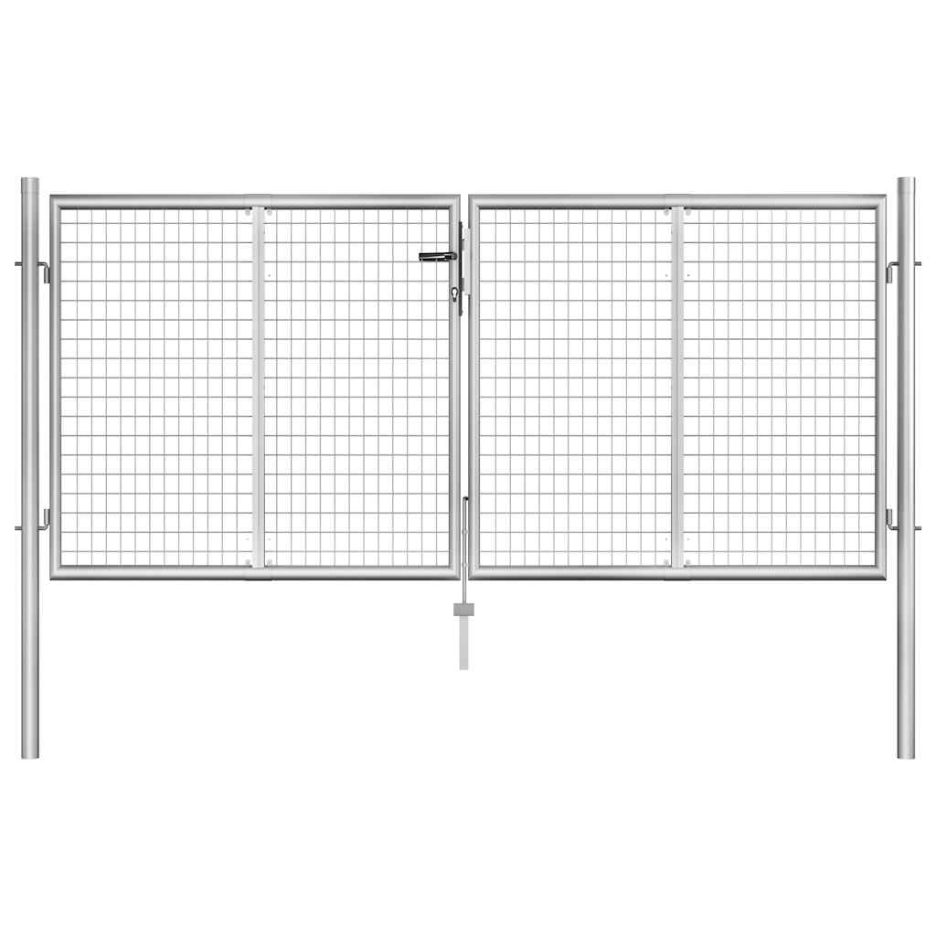 Portão de jardim em aço galvanizado 300 x 100 cm cor prata
