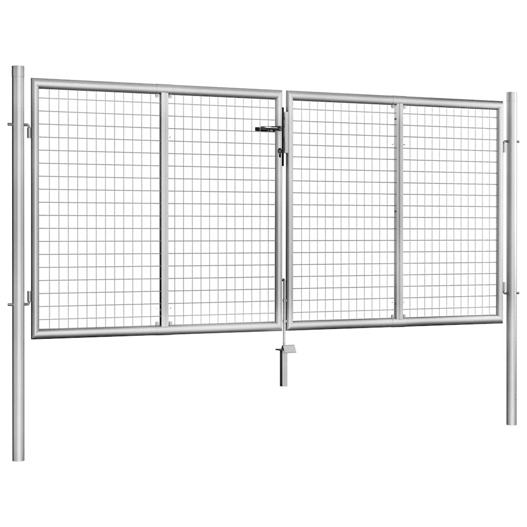 Portão de jardim em aço galvanizado 300 x 100 cm cor prata