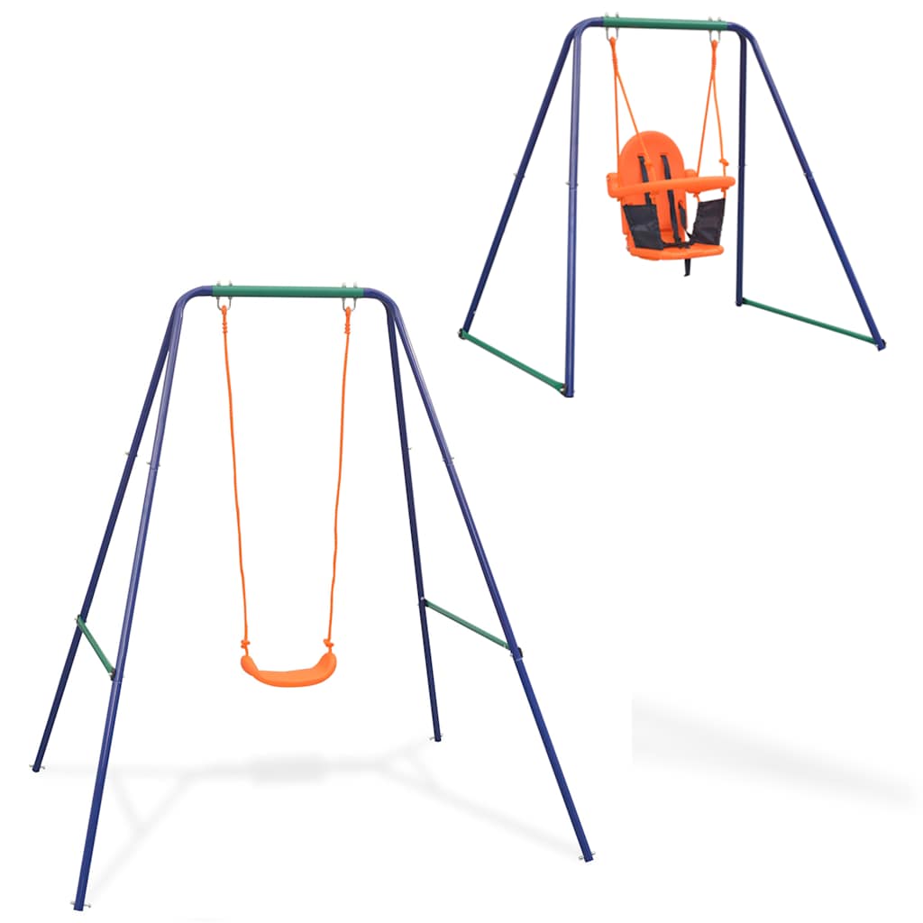 Baloiço independente e baloiço p/ bebés 2-em-1 laranja