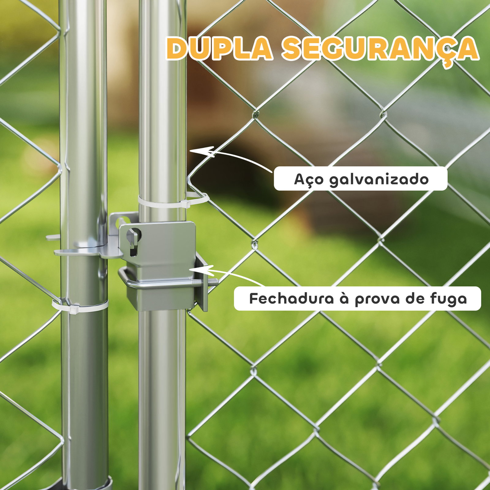 Canil exterior com toldo 2x2x1,54 m gaiola para cães em aço galvanizado com suporte para comida giratório e ajustável prata