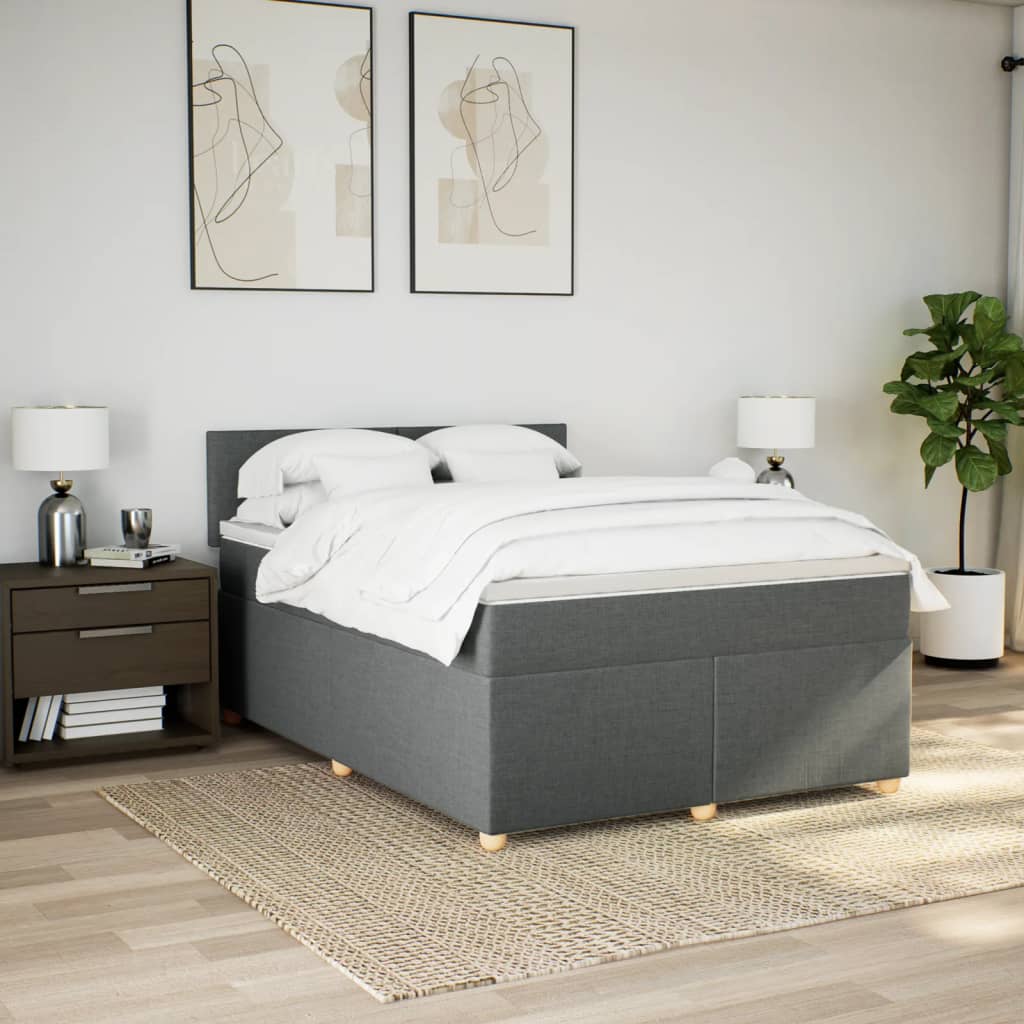 Cama com molas/colchão 140x190 cm tecido cinzento-escuro