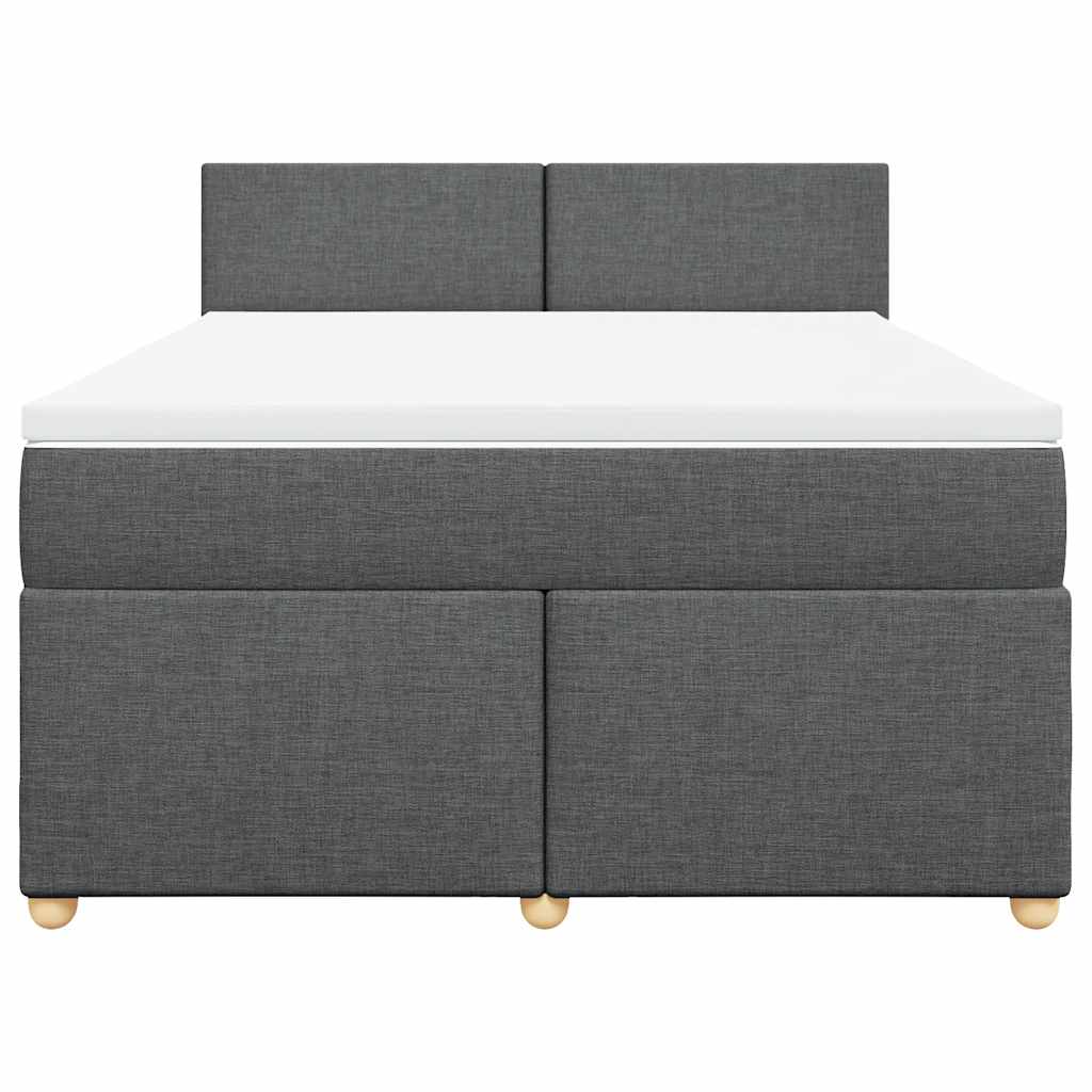 Cama com molas/colchão 140x190 cm tecido cinzento-escuro