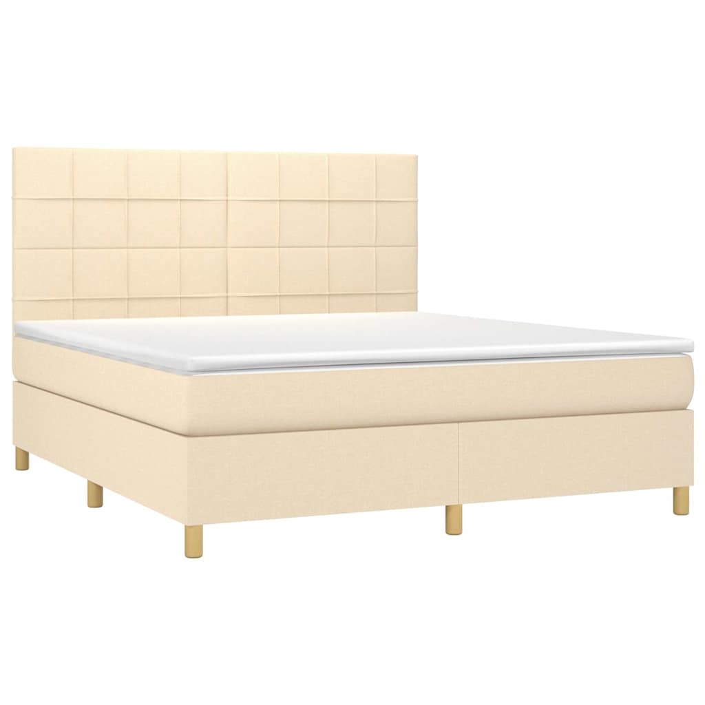 Cama com molas/colchão 160x200 cm tecido cor creme