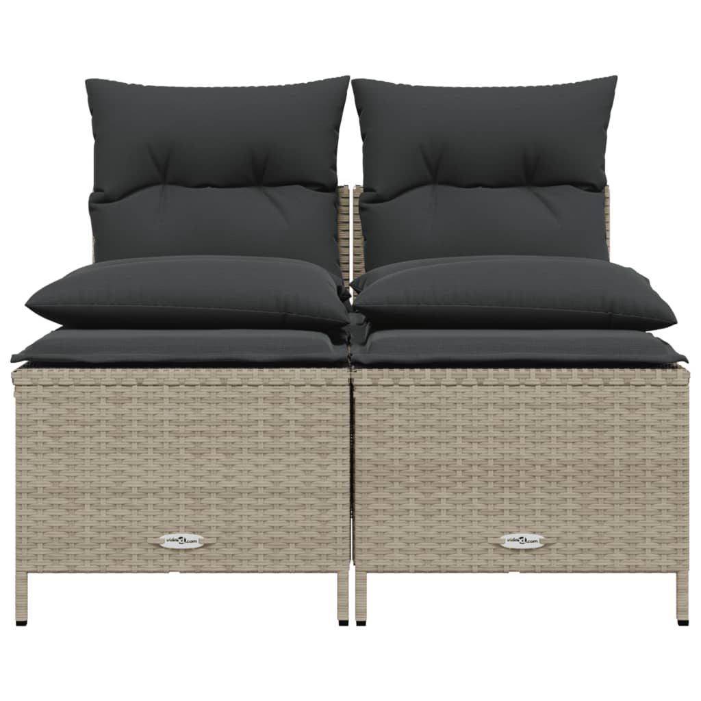 4 Pcs conj. sofás jardim c/ almofadões vime PE cinzento-claro