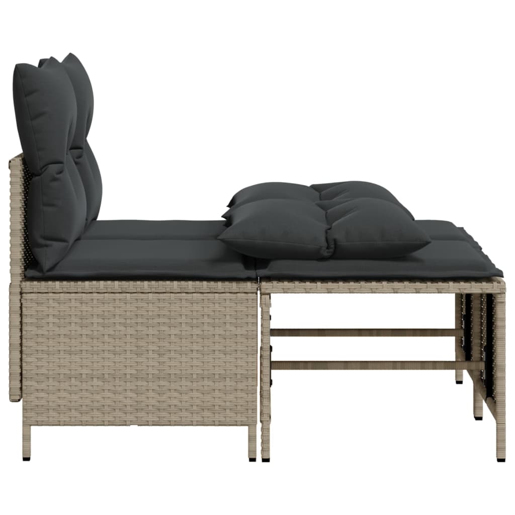 4 Pcs conj. sofás jardim c/ almofadões vime PE cinzento-claro