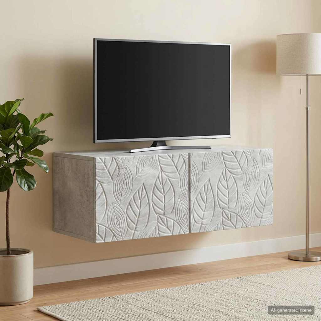 Gabinete de TV de parede 78,5 x 41 x 30 cm cinzento cimento
